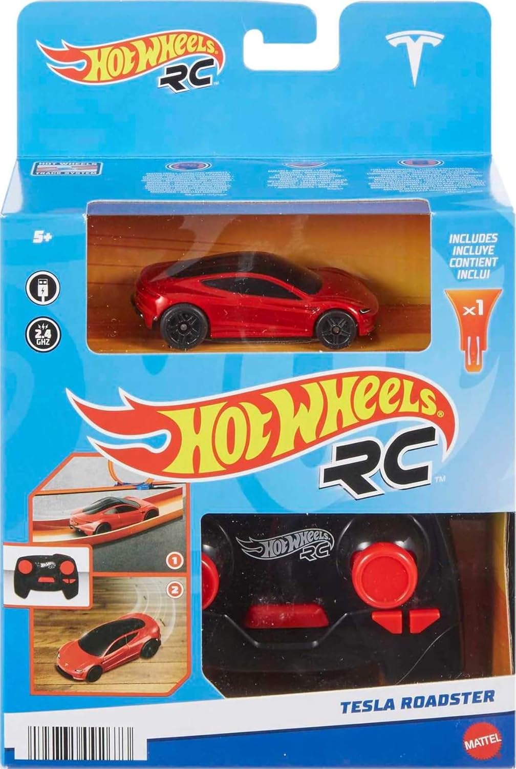 Hot Wheels Conjunto de pista de carro de brinquedo com veículo de controle remoto em escala 1:64 e mais de 30 peças de pista de corrida, várias configurações, carros funcionam dentro e fora da pista, HXX45