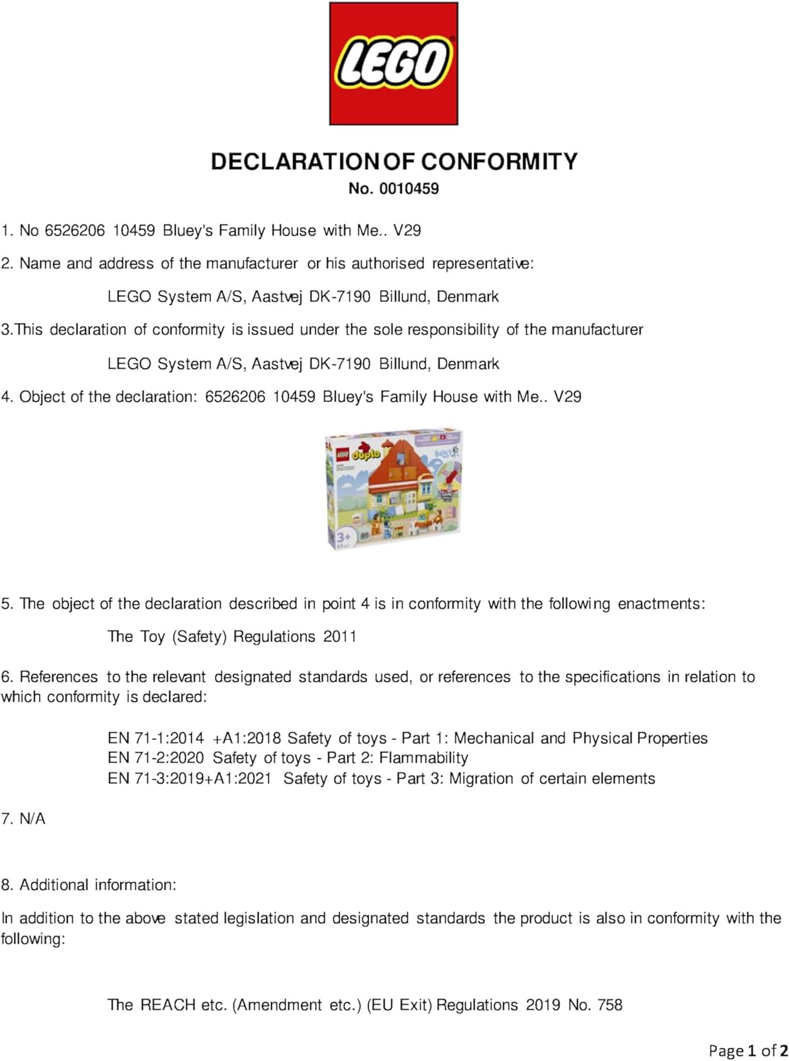 LEGO DUPLO Bluey: Casa da Família Bluey com Jogo da Memória - Brinquedo Educativo para Crianças - Inclui 3 Bonecos, Janelas que Abrem e um Jogo de Tabuleiro - Presente para Meninas e Meninos a partir de 3 Anos - 10459