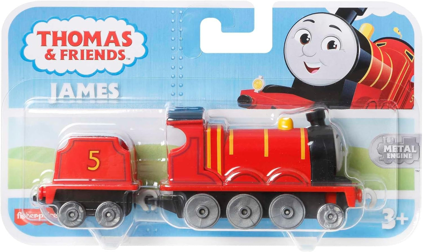 Fisher-Price Trem de brinquedo Thomas & Friends James, de metal fundido, para empurrar, para crianças em idade pré-escolar a partir de 3 anos, HDY62