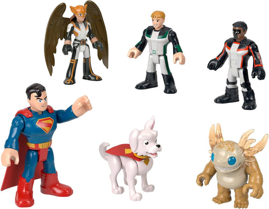 Fisher-Price Conjunto de figuras de ação Imaginext Superman, com 6 personagens colecionáveis de 7,6 cm (3 polegadas), incluindo Krypto e Kaiju, JDL09