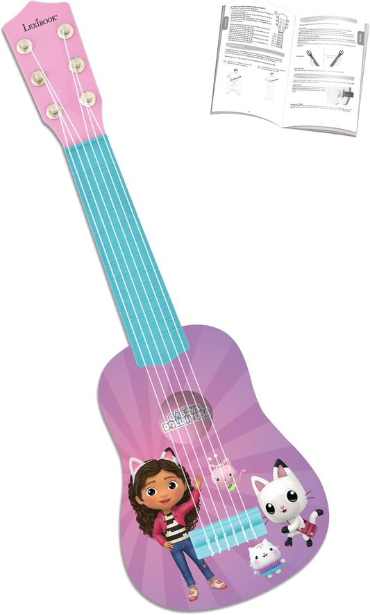 Lexibook, Casa de Bonecas da Gabby, Meu primeiro violão para crianças, 6 cordas de nylon, 53 cm / 21'', Guia incluído, Rosa, K200GDH