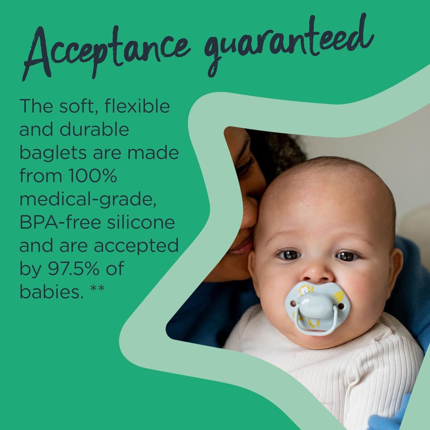 Tommee Tippee Chupetas Moda, design ortodôntico simétrico, silicone sem BPA, 18-36m, pacote de 2 manequins, os designs podem variar