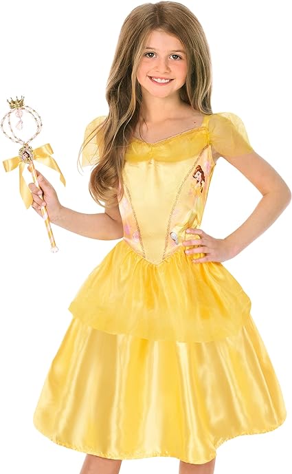 DISGUISE Fantasia oficial padrão oficial da Disney para meninas, fantasia de Belle para crianças, fantasia de Bela e a Fera, roupa de fantasia de Belle, fantasias do Dia Mundial do Livro para meninas