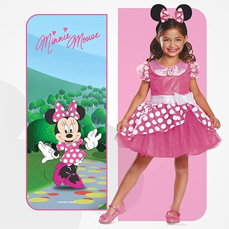 DISGUISE Disney oficial deluxe rosa minnie mouse traje crianças, minnie mouse vestir-se roupa saia meninas vestido extravagante, trajes do dia do livro mundial para meninas
