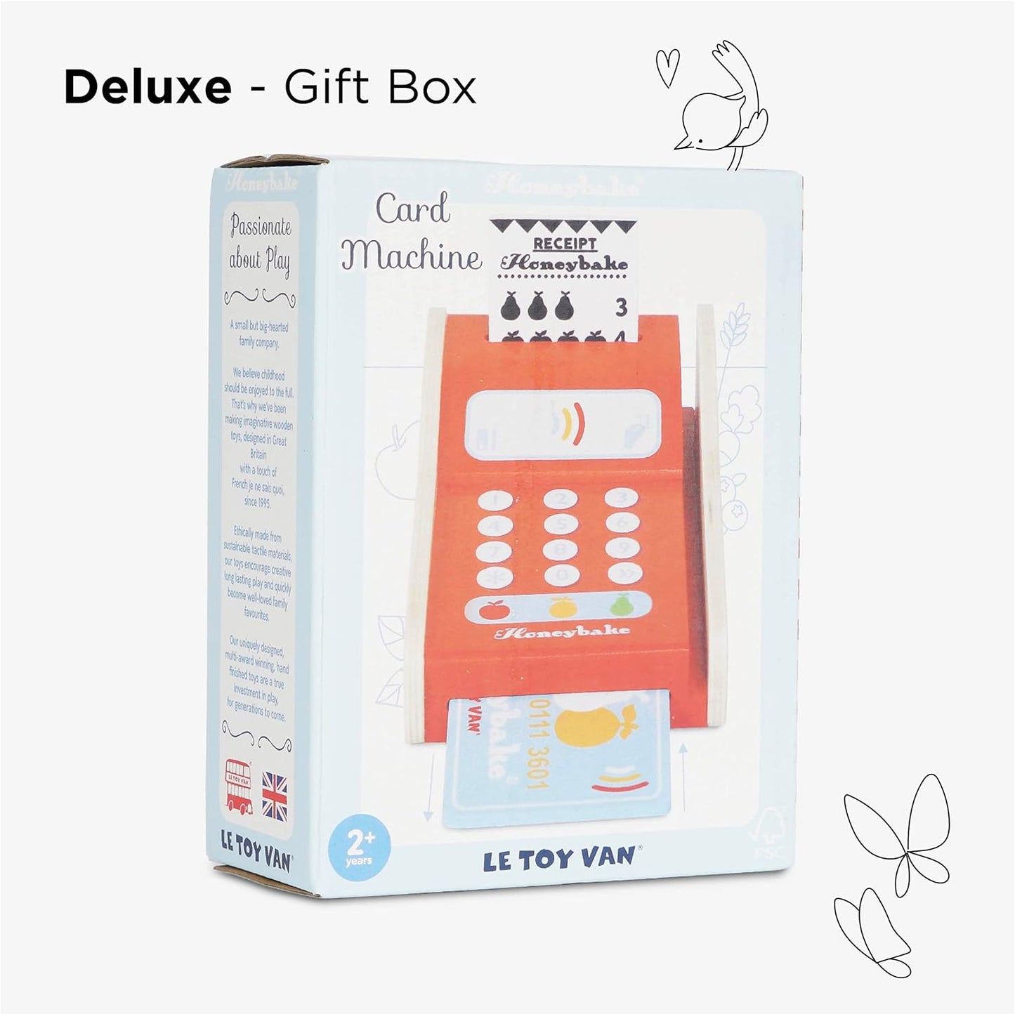 Le Toy Van - Brinquedo de dramatização de caixa registradora Honeybake de madeira com recibo, abertura até gaveta e dinheiro fictício | Perfeito para supermercado, loja de alimentos ou café.