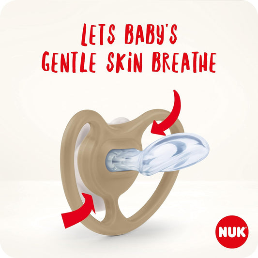 NUK chupeta de bebê da noite espacial | 18-36 meses | Chupetas que brilham no escuro com ventilação extra para peles sensíveis | Silicone sem BPA | Ovelha e Lua | 2 contagem