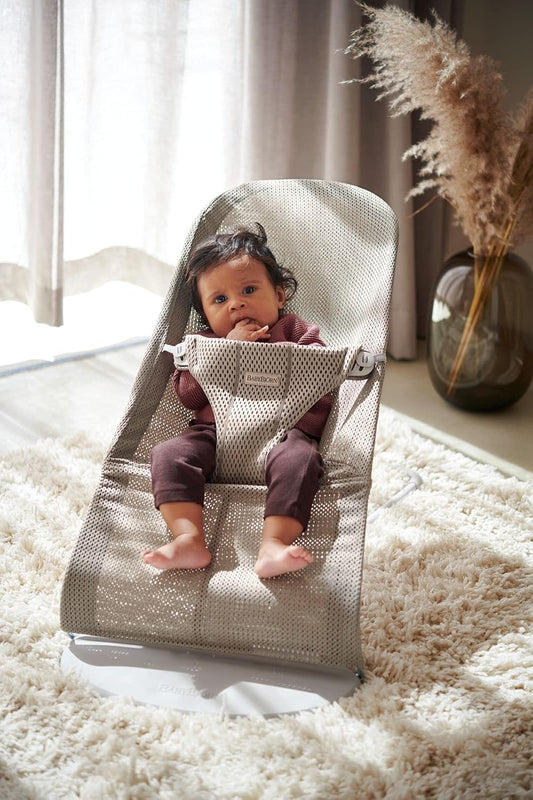 BabyBjörn Bouncer Bliss, malha, cinza bege