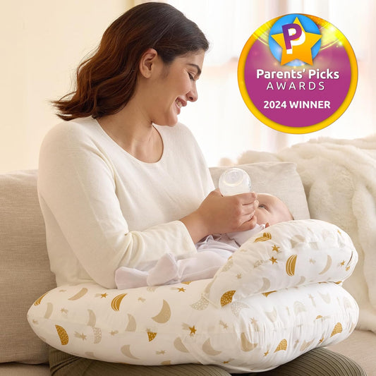 momcozy Almofada de amamentação com amamentação - Suporte ergonômico e cerca de segurança original para a segurança do bebê - Tornando a amamentação fácil e confortável para a mãe e o bebê - Capa de algodão removível, céu estrelado