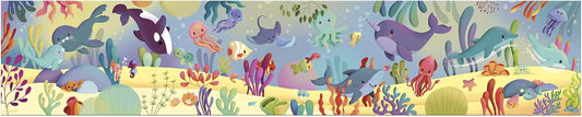 Janod - Quebra-cabeça de 36 peças - Tema Animais Marinhos - Quebra-cabeça Panorâmico Infantil - Desenvolve Paciência e Concentração - Fabricado na França - Quebra-cabeça Infantil a partir de 4 anos, J02554