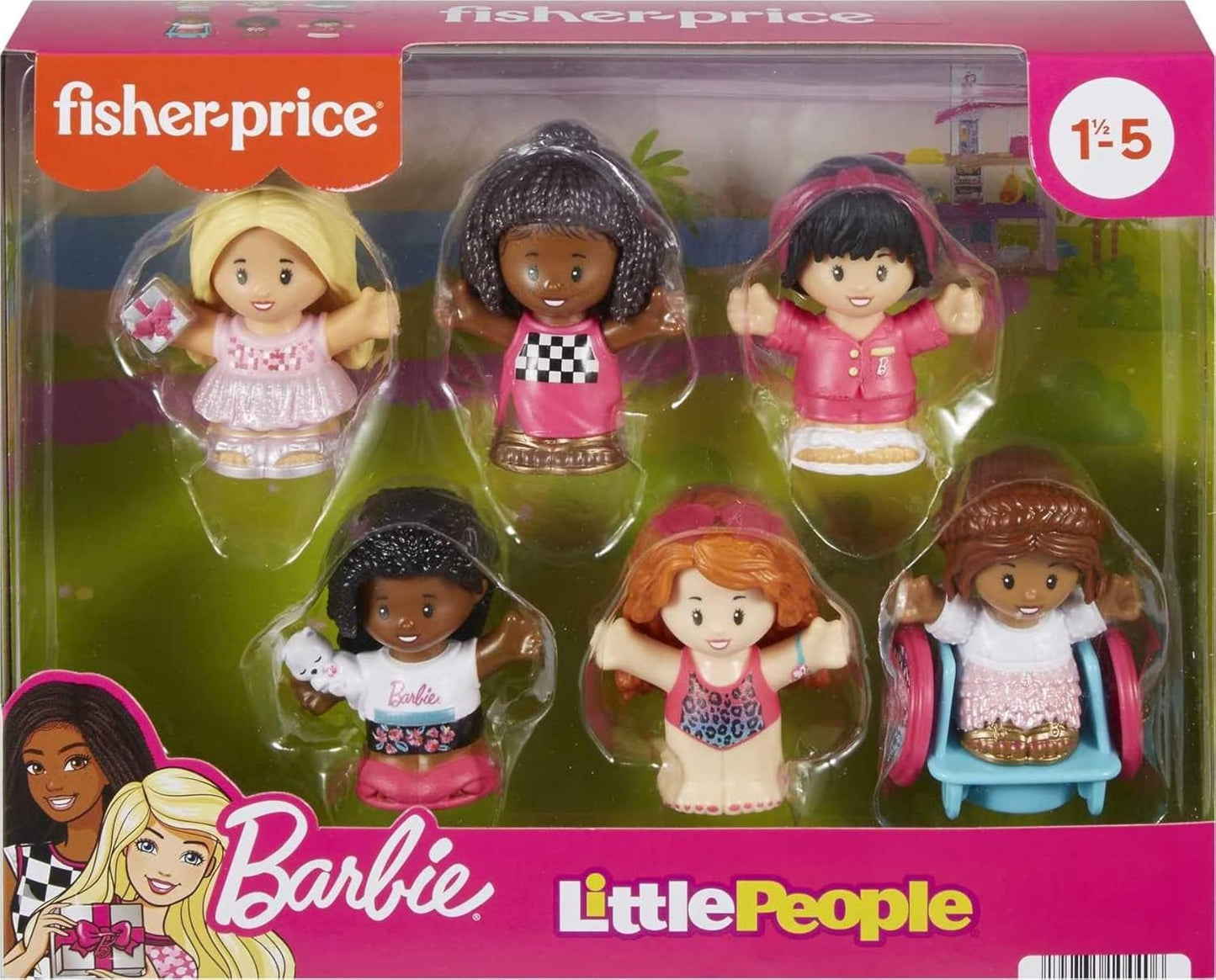 Fisher Price - Pacote de figuras da Barbie Little People com 6 unidades