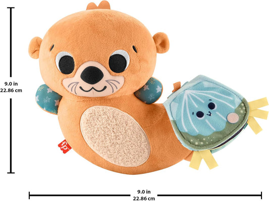 Brinquedo para Bebê Fisher-Price 2 em 1: Lontra de Pelúcia com Livro Macio para Atividades Sensoriais e Balanço na Barriga, Ideal para Recém-Nascidos a partir de 0 Meses, HXG96