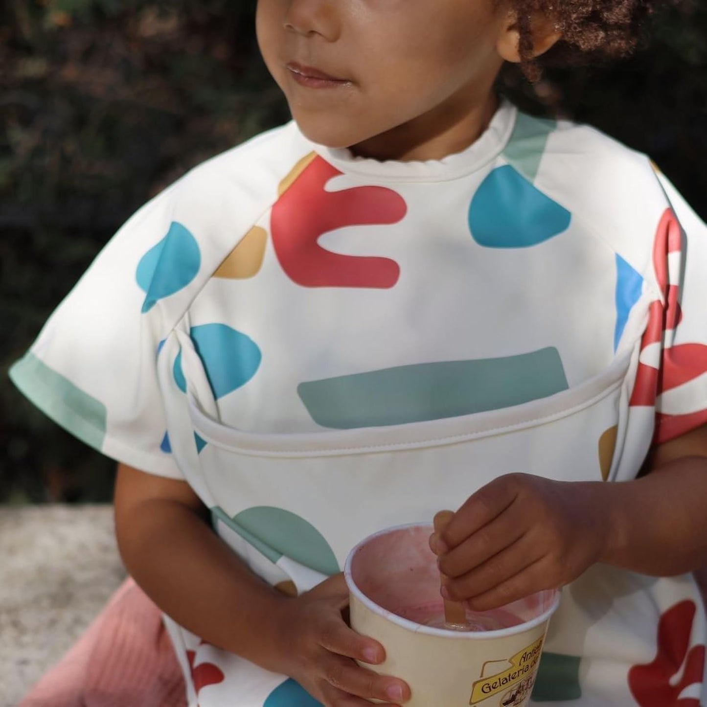 BEABA, Babador de bebê, Babador de recuperação de bebê, Babador de maternidade, Impermeável, Babador elástico, Babador de manga comprida removível, Bolso de recuperação, Fácil de limpar, Adaptável, Lúdico