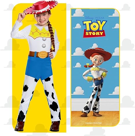 DISGUISE Fantasia oficial clássica oficial da Disney Jessie Toy Story para crianças, roupa de fantasia de cowgirl Toy Story Jessie Cow Girl Outfit, fantasias do Dia Mundial do Livro para meninas