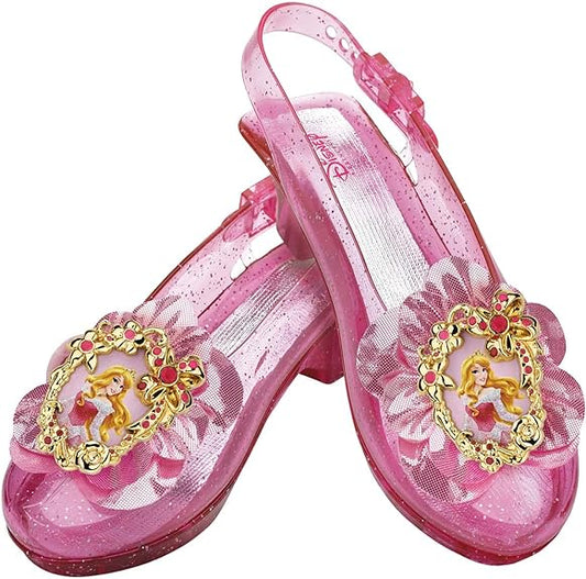DISGUISE Disney oficial premium aurora sapatos de bela adormecida, princesa vestir-se para meninas tamanho único ajustável com alça de tornozelo