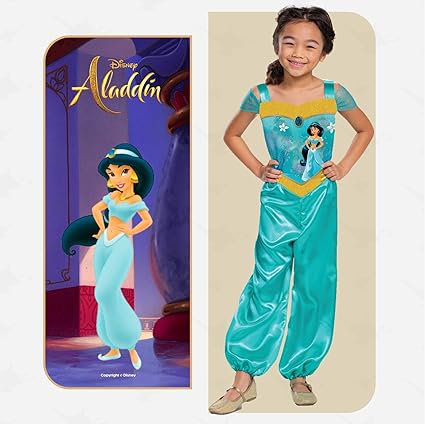 DISGUISE Fantasia Princesa Jasmine padrão oficial da Disney, fantasia de Aladdin