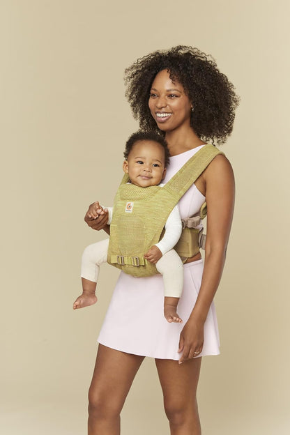 Ergobaby Porta-bebês Aerloom para recém-nascidos e crianças pequenas, porta-bebês ergonômico de 3 posições, na barriga ou nas costas, porta-bebês Formaknit (Citrino)
