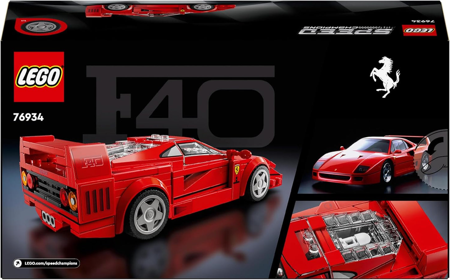 LEGO Speed Champions Superdeportivo Ferrari F40 para construir, modelo de coche de juguete para niños y niñas a partir de 9 años, con minifigura del conductor, decoración de la habitación infantil, idea de regalo 76934