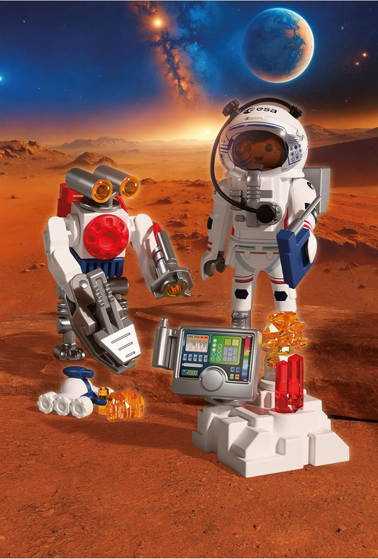 Playmobil | Espaço | ESA: Astronauta com Robô | Com Veículo de Exploração de Marte, Estação de Análise e 3 Amostras de Rocha | Conjunto de Exploração Espacial | Para Crianças a partir de 4 Anos | 72014
