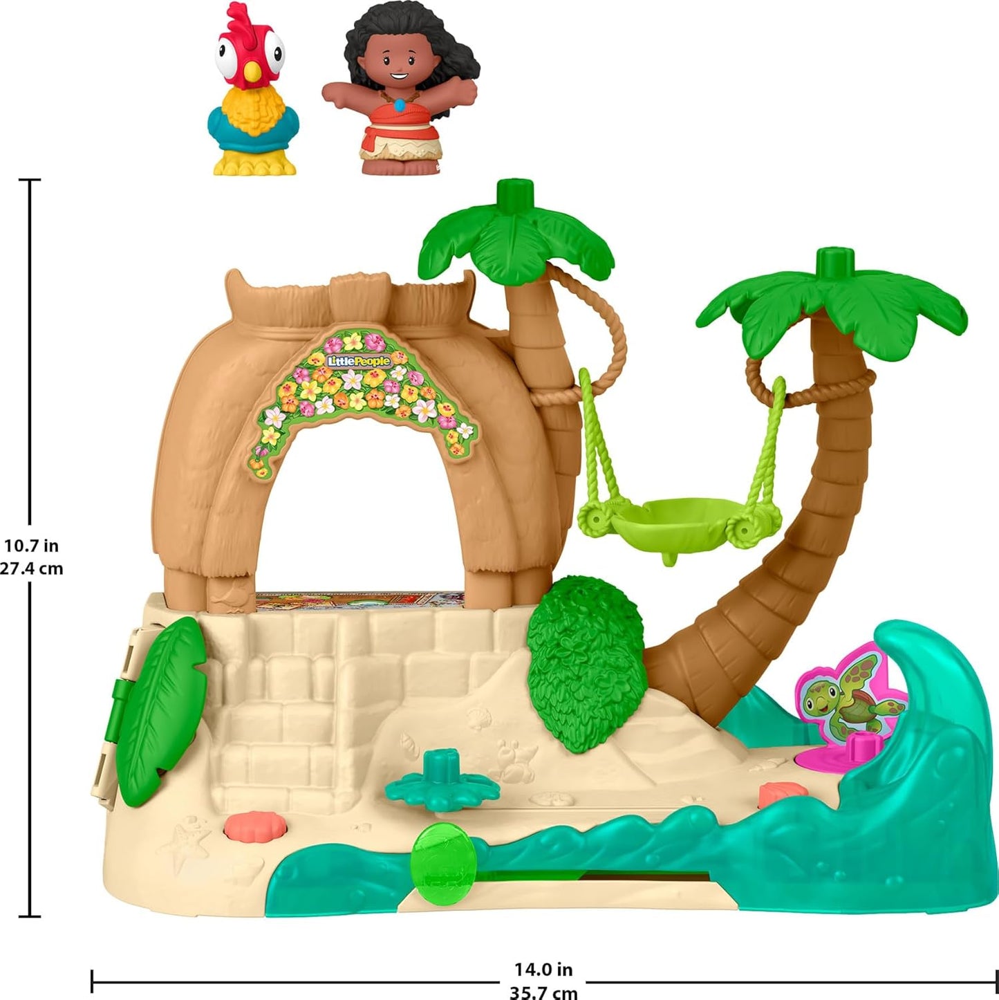 Brinquedo Fisher-Price Little People Disney Princess Moana Adventure Village Playset com figuras para brincadeiras de faz de conta para crianças a partir de 18 meses, JGP44