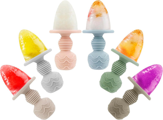 PandaEar Forma de silicone para picolé infantil com palitos, 6 cavidades, ideal para mini picolés de leite materno congelado.