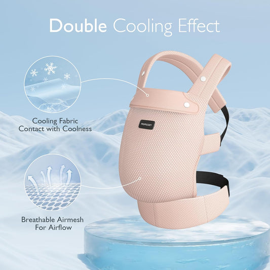 Momcozy Canguru em malha respirável, ergonômico e leve para bebês de 3 a 24 meses com suporte lombar reforçado, conforto durante todo o dia para que você possa cuidar do seu bebê com as mãos livres, malha respirável - rosa.