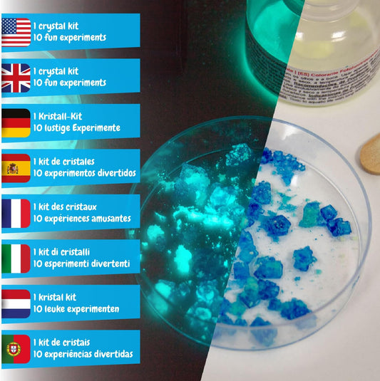 Science4you - Kit de cultivo de cristais para crianças de +8 anos - Conjunto de química com 10 experimentos científicos para crianças: cultivo de cristais e pedras preciosas, brinquedos de haste