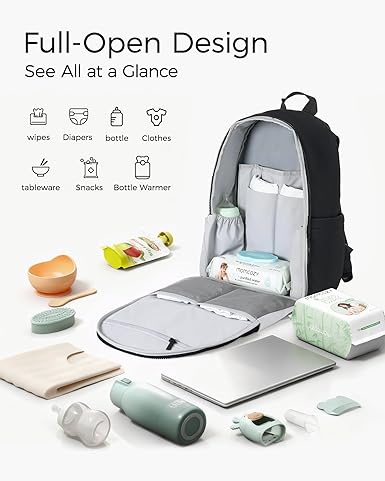 Momcozy Mochila para fraldas Urban - Bolsa para bebês elegante, durável e impermeável com vários bolsos, compartimento para laptop, trocador e alças para carrinho de bebê. Essencial para viagens, pais, trabalho e maternidade.