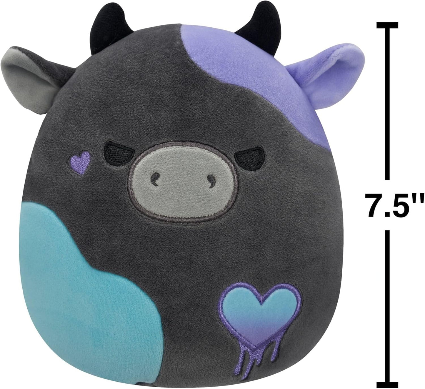 Squishmallows Original Smithereens, a Vaca de Carvão, 19 cm (7,5 polegadas) - Pelúcia de Dia dos Namorados