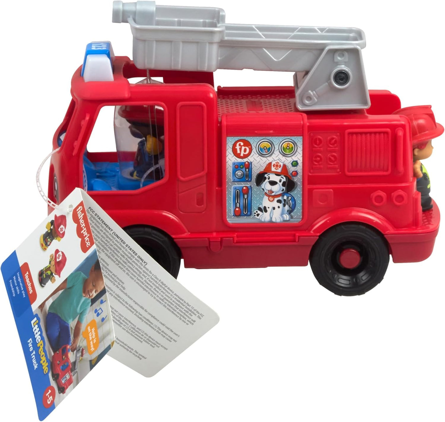 Fisher-Price Caminhão de Bombeiros Musical de Brinquedo Little People para Crianças a partir de 1 Ano, com 2 Figuras, Versão Multilíngue, HYR88