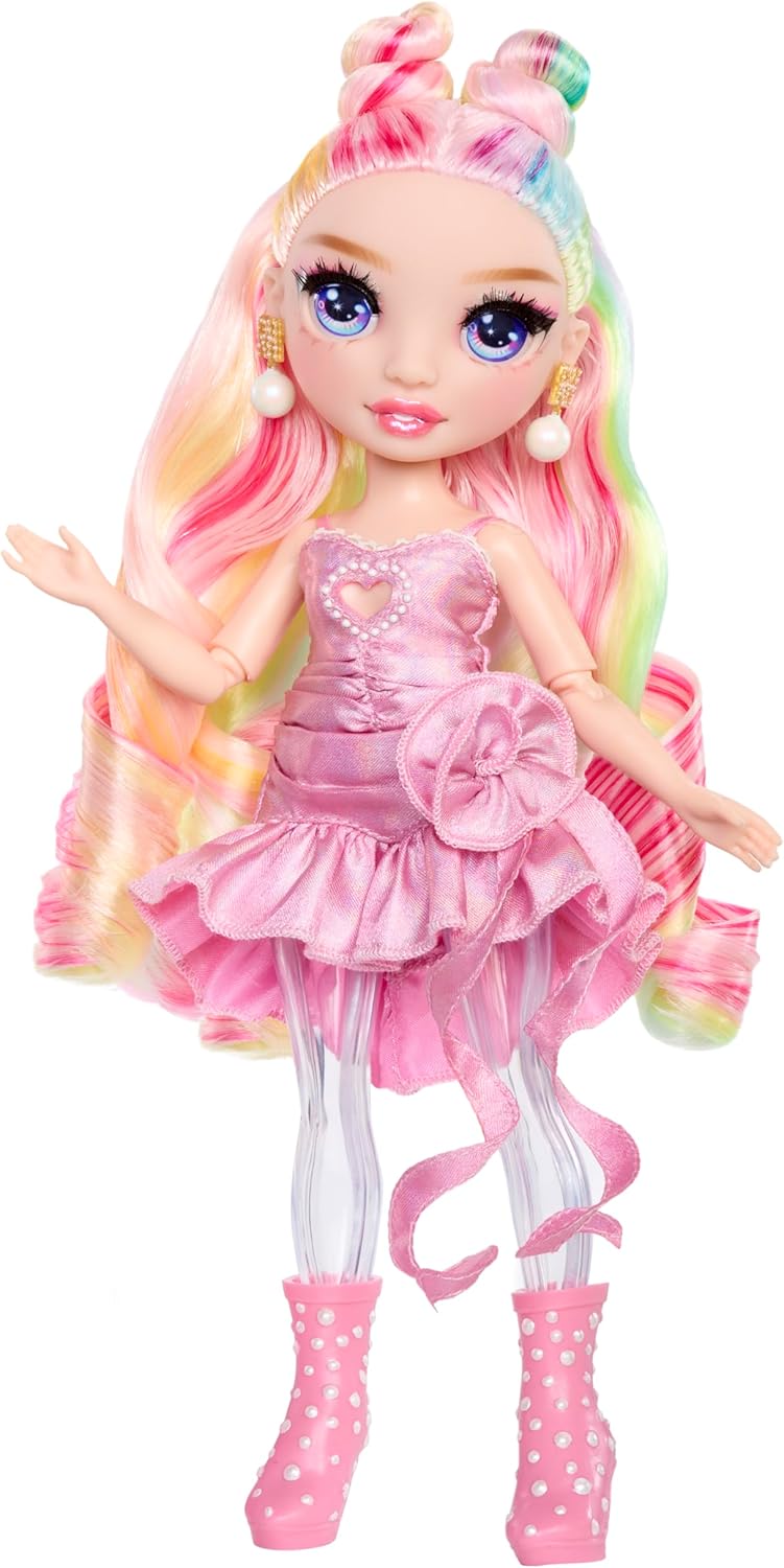 Rainbow High Rainbow Shimmers com Slime - Bella, Rosa - Boneca Fashion de 28cm, Acompanha Kit de Slime e uma Lhama de Estimação, Indicada para Crianças a partir de 4 Anos