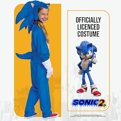 DISGUISE Fantasia infantil oficial do Sonic Deluxe da SEGA, fantasia do Sonic The Hedgehog, traje do Sonic Fancy Dress Up, fantasias do Dia Mundial do Livro para meninos M
