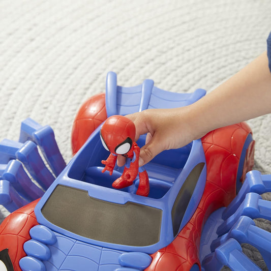 SPIDEY Y SUS AMIGOS INCREÍBLES Marvel Ultimate Web-Crawler, con función Spidey Stunner y figura de Spidey de 4 pulgadas, a partir de 3 años