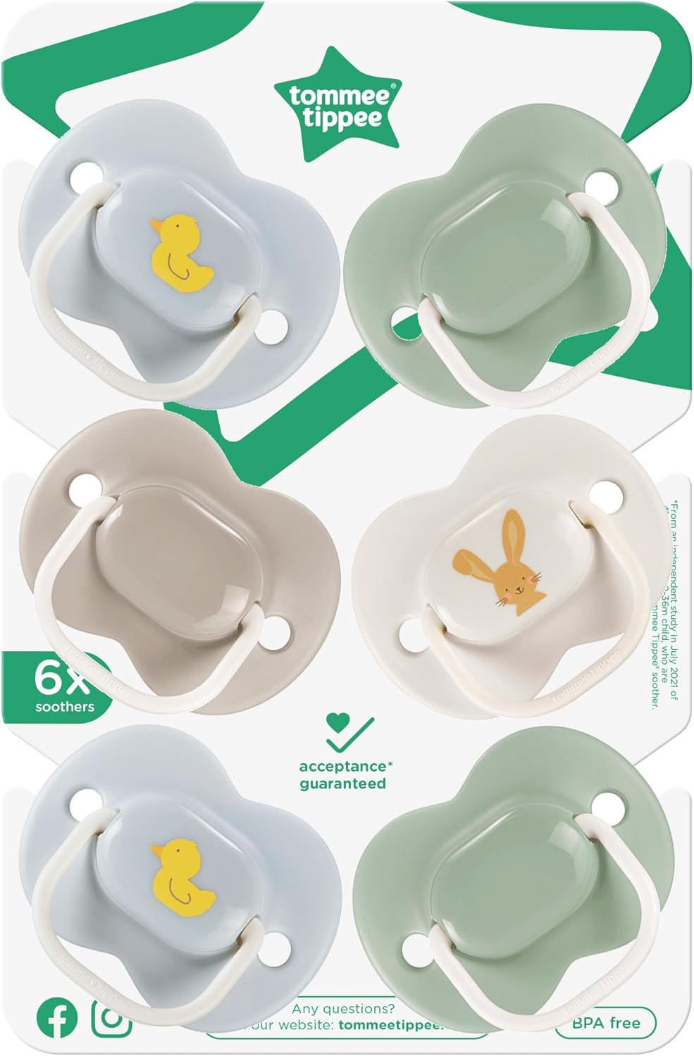 Tommee Tippee Anytime Dummies, 6-18 meses, 6 pacotes de manequins simétricos, sem BPA