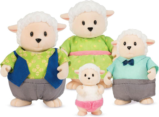Li'l Woodzeez Snipadoodles Sheep Family - Juego de juguetes de 5 piezas con figuras de animales en miniatura y libro de cuentos - Juguetes y accesorios de animales para niños a partir de 3 años