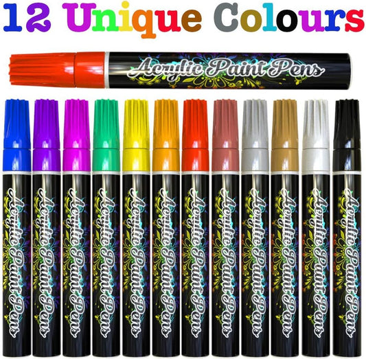 Desire Deluxe Rotuladores de pintura acrílica, kit de marcadores de pintura de roca impermeables, no tóxicos a base de agua para piedra, cerámica, vidrio, madera, porcelana, guijarros, punta redonda reversible