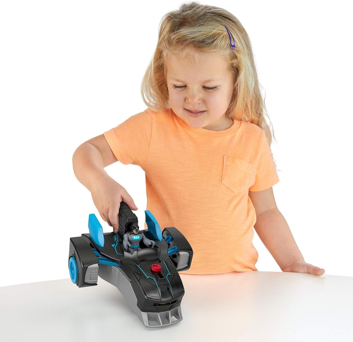 Fisher-Price Imaginext DC Super Friends Bat-Tech Batmóvel, veículo transformável de empurrar com figura do Batman que acende, para crianças de 3 a 8 anos - GWT24