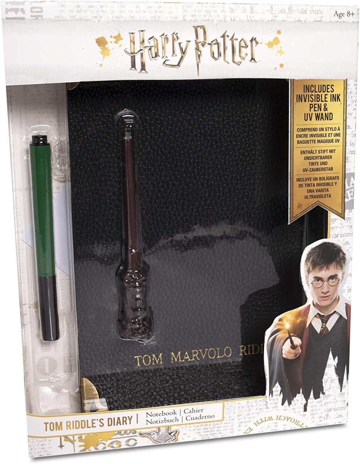 UAU! COISAS Diário Secreto de Tom Riddle com Caneta Invisível da Casa Sonserina e Varinha UV de Harry Potter | Conjunto de Papelaria Harry Potter | Brinquedos e Presentes Colecionáveis Oficiais do Mundo Mágico