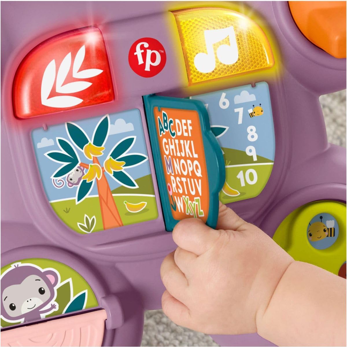 Andador Fisher-Price Baby com Macaco Roxo "Aprenda Comigo", Música, Luzes e Atividades para Bebês e Crianças a partir de 6 Meses, JGW90