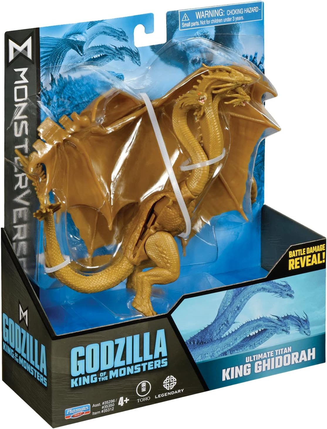MonsterVerse Godzilla King of the Monsters Figura de acción articulada Titan King Ghidorah de 6 pulgadas con función de revelación de daño de batalla, adecuada para mayores de 4 años