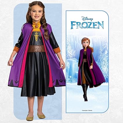 DISGUISE Vestido clássico oficial da Disney Anna Frozen Travelling, Frozen Anna Costume Kids Dress up para meninas, aniversário, Natal, Halloween, fantasia para crianças