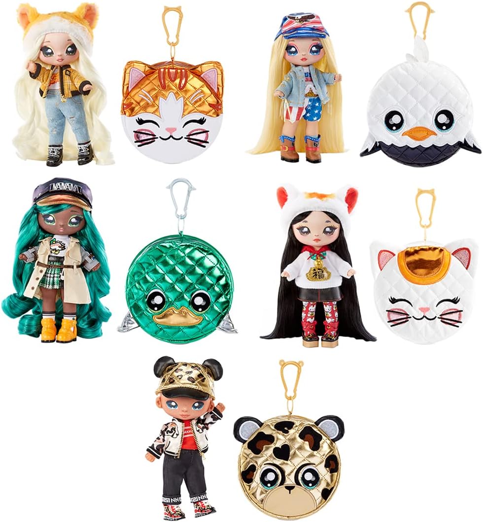 Na! Na! Na! Surprise Glam Series 2 Gianni Wilde - Boneca fashion de 7,5" inspirada em chita com cabelo loiro com estampa de chita e bolsa metálica de chita com clipe, presente 2 em 1, brinquedo para crianças de 5 6 7 8 anos ou mais