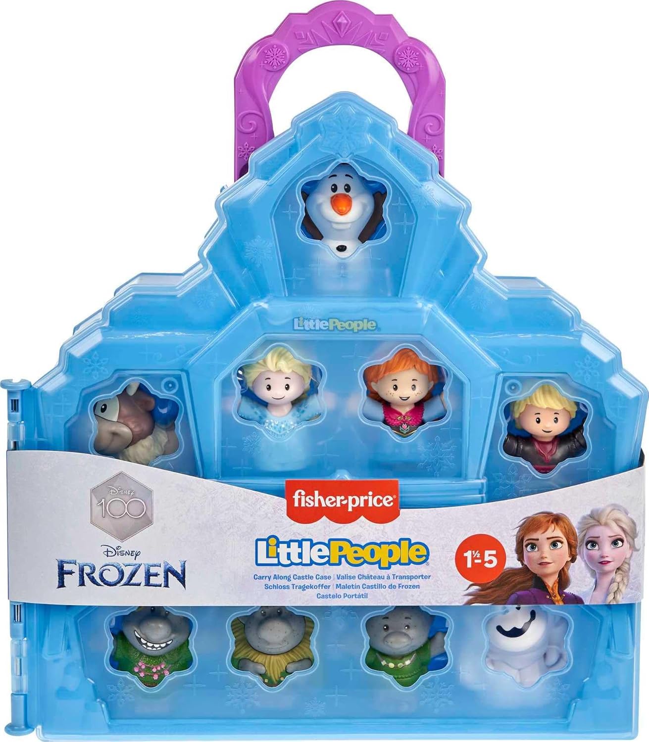 Fisher-Price Brinquedo infantil para crianças pequenas Disney Frozen Carry Along Castle Case Playset com figuras para brincar de fingir para crianças com mais de 18 meses