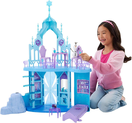 Mattel Conjunto de Brinquedo Castelo de Gelo da Elsa (Disney Frozen) da , com mais de 76 cm de altura | Inclui boneco do Olaf, 5 áreas de brincar, 21 acessórios e possibilidade de brincar em 360 graus; inspirado nos filmes Disney Frozen, JGG41