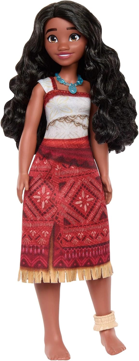 Boneca Fashion Disney Moana 2 com Visual Característico | Boneca Articulada com Roupa Removível e Acessórios de Colar e Tornozeleira, Inspirada no Filme Disney Moana 2, JBT33