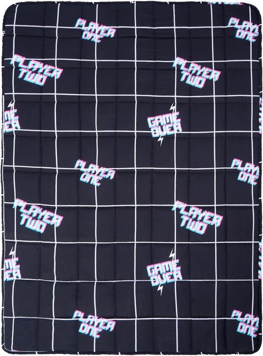 Cobertor pesado OHS 3 kg para adultos, cobertor pesado de microfibra para jogos, terapia do sono, alívio da ansiedade, cobertor pesado reversível, preto - 150 x 100 cm (aviso: adequado apenas para crianças a partir de 3 anos)