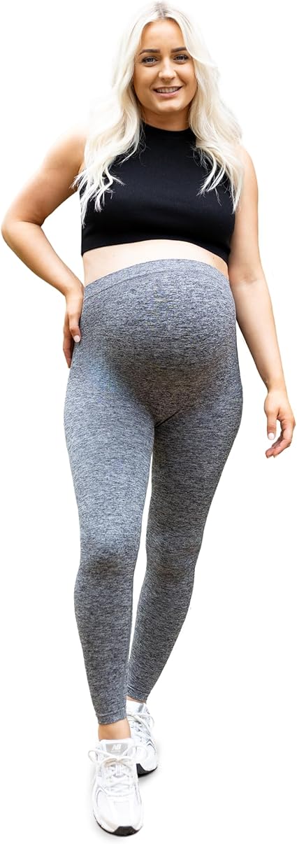 BABYGO® Leggings de maternidade de bambu para gravidez | Compressão suave sobre suporte de colisão | Cintura alta, sem costura e respirável com material de bambu luxuoso