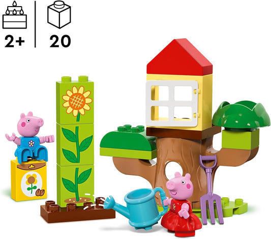LEGO Brinquedo DUPLO Peppa Pig para jardim e casa na árvore, inclui 2 figuras, brinquedos educativos para crianças com mais de 2 anos de idade, ideia de presente de aniversário 10431