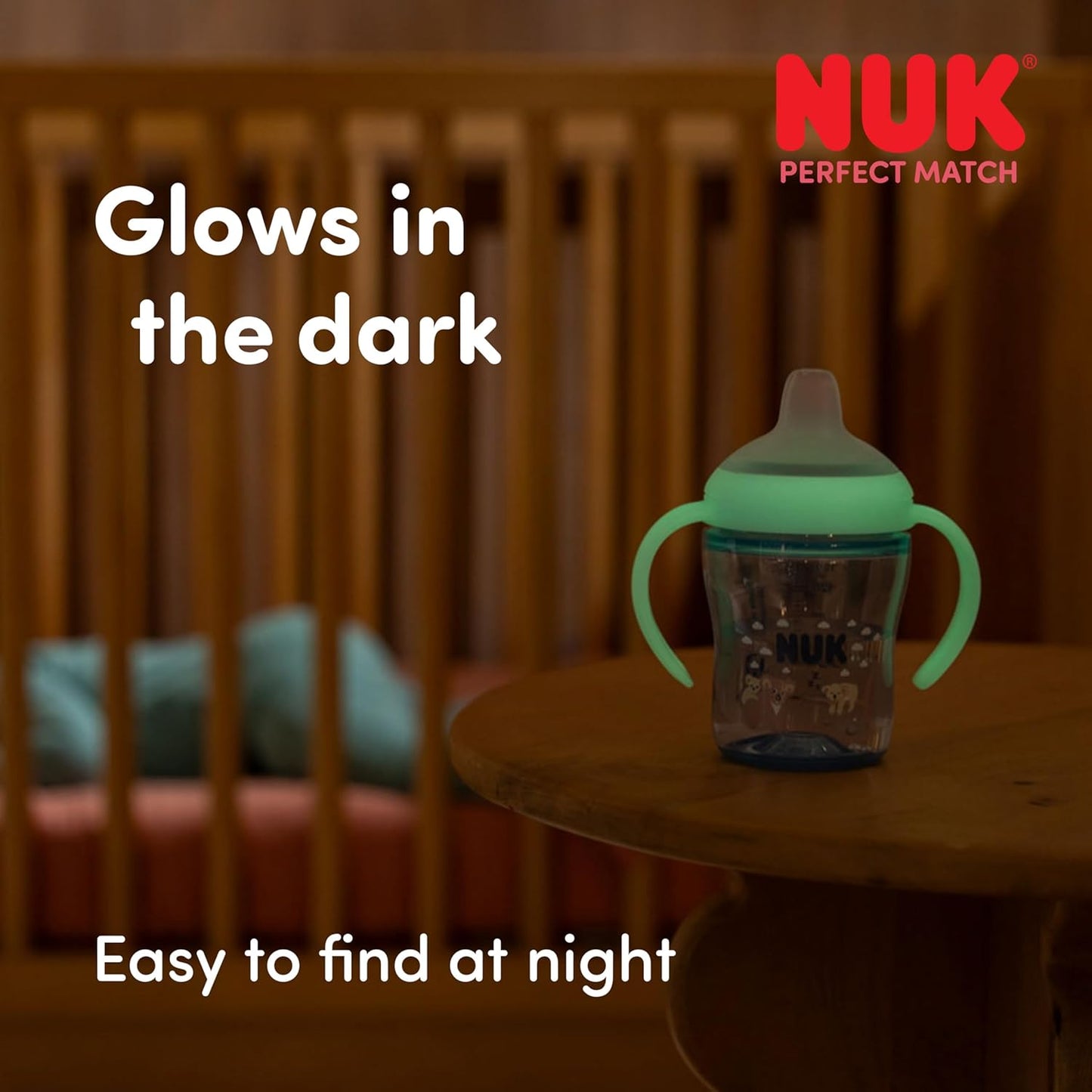 NUK Garrafa de Aprendizagem Perfect Match | 6+ Meses | 150ml | Copo de Transição Antivazamento | Alças Antiderrapantes | Brilha no Escuro | Coala | Pacote com 2