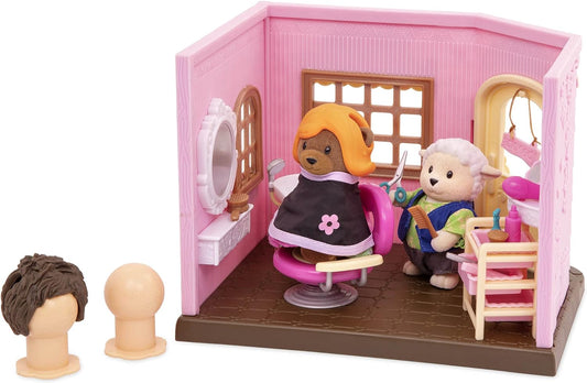 Li'l Woodzeez Juego de juguetes para peluquería - Baabaa Spa y peluquería - Juego de juguetes de 20 piezas - Juguetes familiares para niños de 3 años en adelante