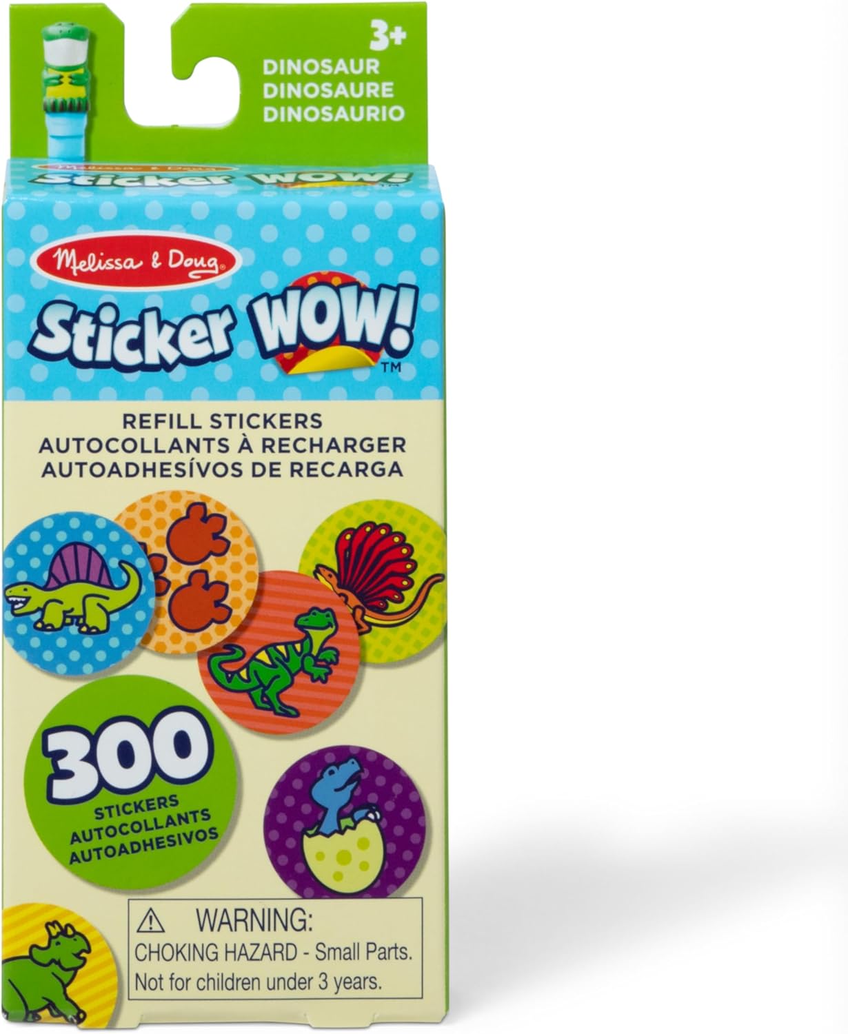 Melissa & Doug Sticker WOW!™ Carimbo de adesivos e bloco de atividades de 24 páginas, 300 adesivos, artes e ofícios Fidget Toy Personagem colecionável - Dinossauro - Brinquedo de viagem criativo para meninas e meninos 3+